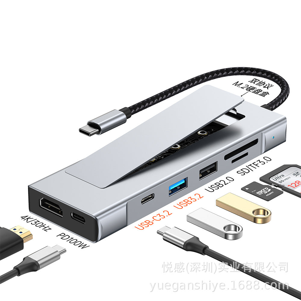 m.2 hard drive enclosure docking station type-c hub3.2 with solid state drive enclosure 10g multi-port docking station