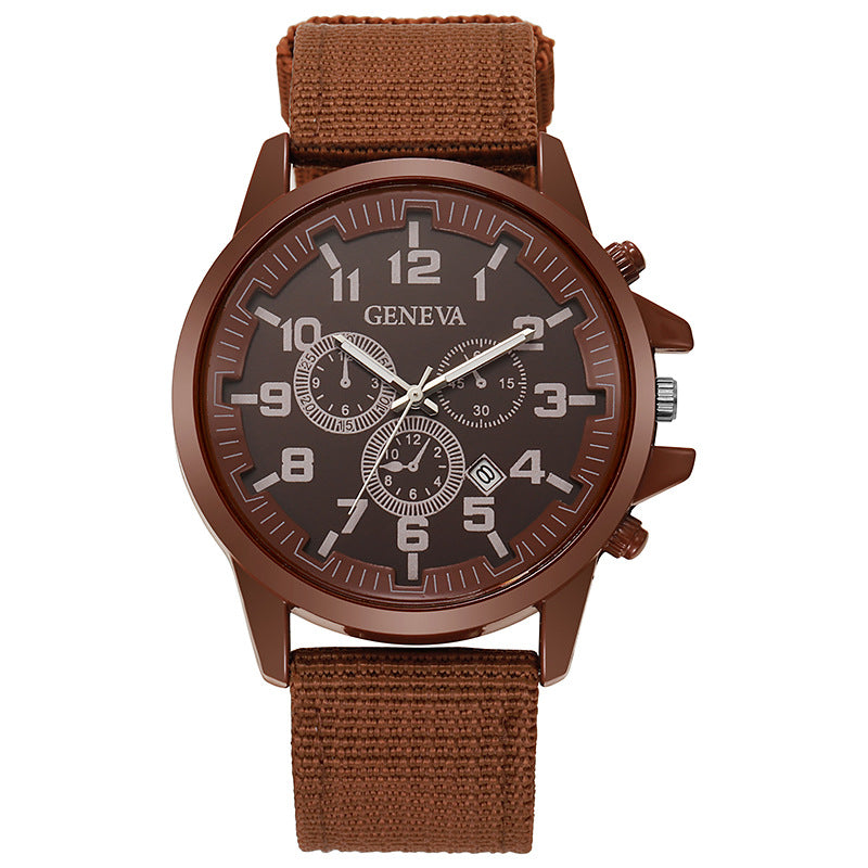 new fashion versatile military quartz watch - date display nylon strap men's stylish fashion watch