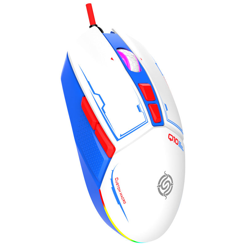 Viper Q10 Mecha Wind Wired Gaming Mouse Desktop Computer Notebook RGB Lighting Esports LOL Macro Programming