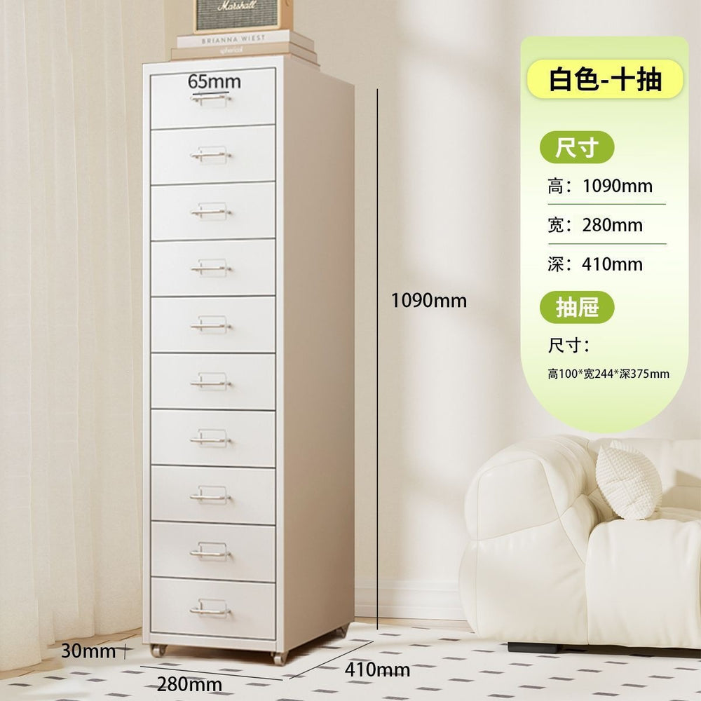 Drawer-type storage cabinet under the desk, drawer cabinet with lock, bedside table, multi-layer iron storage cabinet