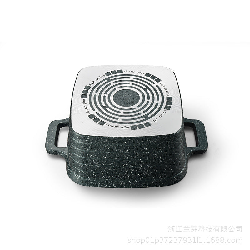 Personalized oem square for home non-stick pot soup pot die-cast aluminum pot high and deep ten-piece kitchen pot set stew pot