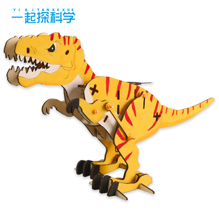 Mechanical wooden puzzle Tyrannosaurus rex DIY technology small production, bionic educational science and education toys, Children's Day gifts