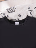 Children's clothing cross-border european and american girls black short-sleeved t-shirt + blue suspender shorts two pieces