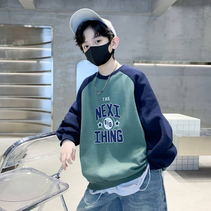 Boys' long-sleeve t-shirt,  new style, stylish boy's spring/autumn base layer, 8-count sweatshirt, children's spring outfit, t-shirt top