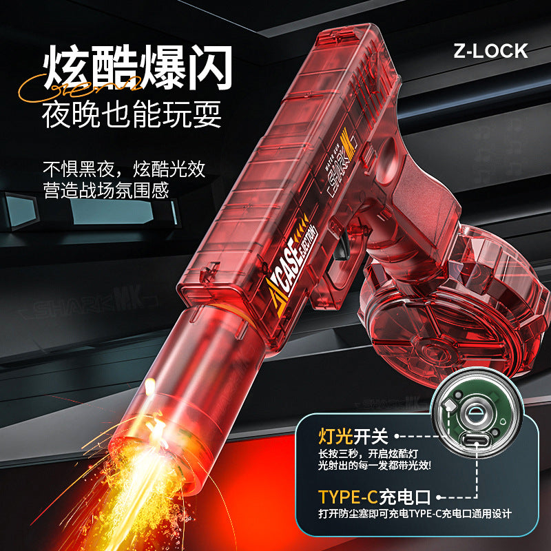 new arrival: fully automatic second-generation electric glock water gun with lights - outdoor toy for boys and girls