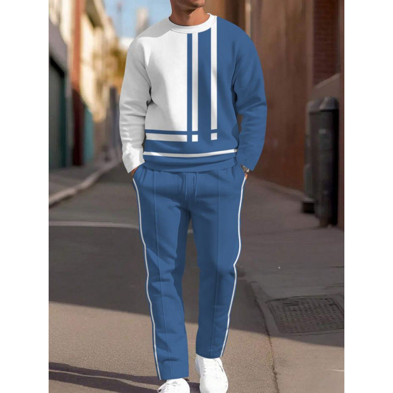 cross-border e-commerce 3d digital print men's autumn/winter new casual fitted long-sleeve hoodie and pants set