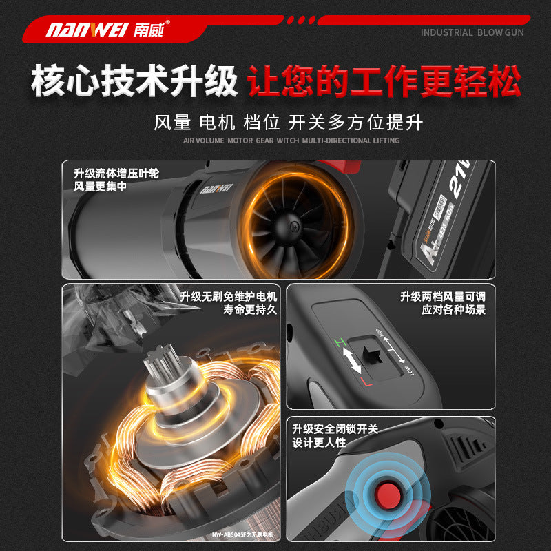 Nanwei lithium electric hair dryer rechargeable blower blower high power industrial grade blowing dust blowing fallen leaves blowing snow