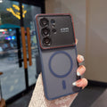 applicable large window samsung s26ultra mobile phone case s25u lycra frosted magnetic metal button protective case