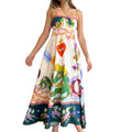 cross-border e-commerce european and american women's clothing: new summer collection - loose-fit art print off-shoulder high-waisted cami dress