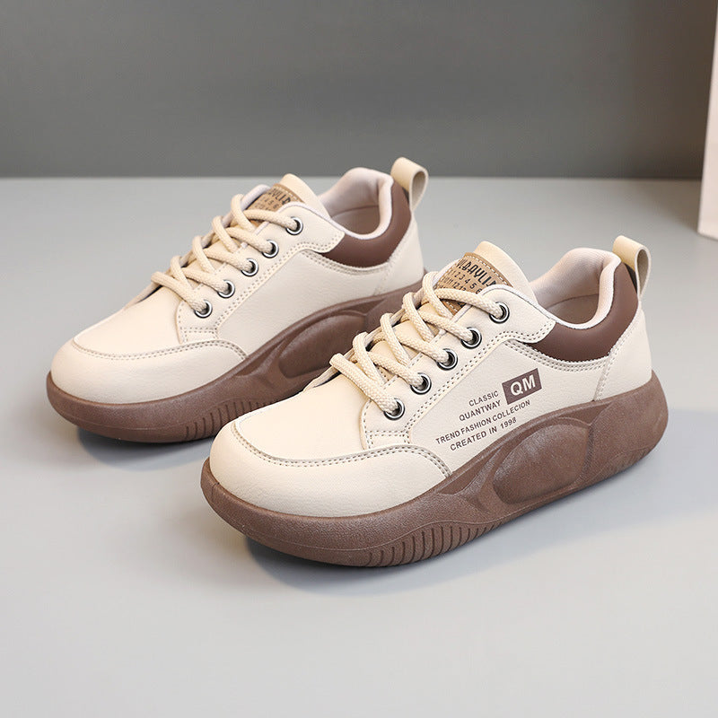 Xq5801 new 2025 spring casual sneakers, chunky sole height increasing shoes, korean style athletic women's shoes, student street style trend