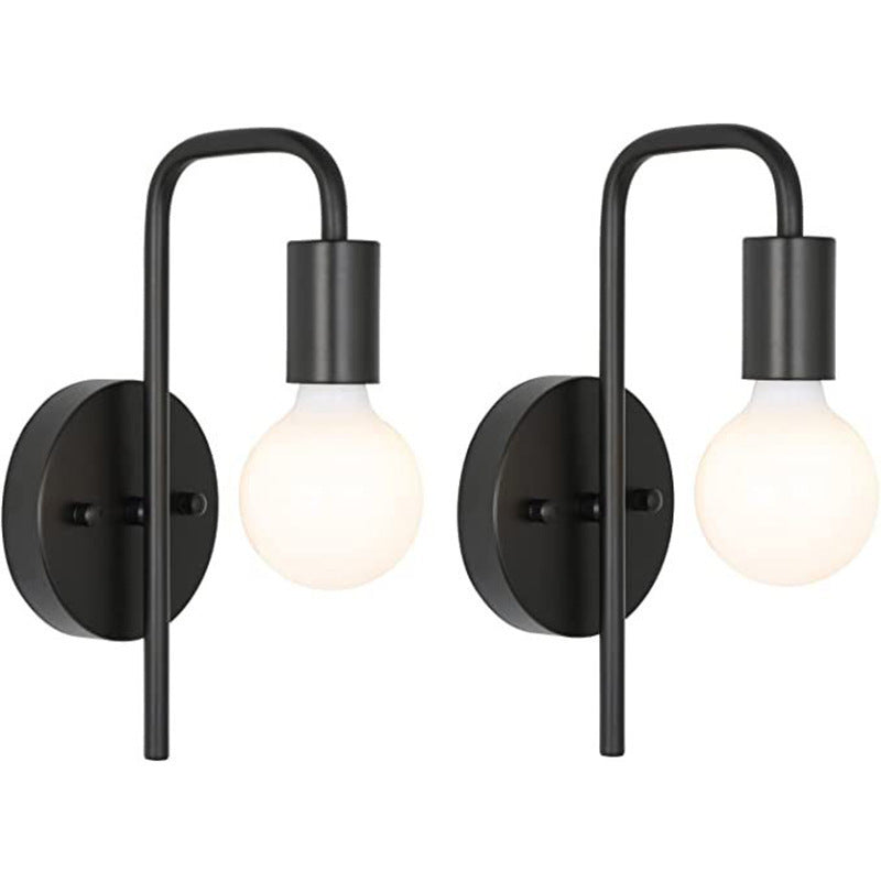 Nordic light luxury u-shaped curved rod wall lamp frosted round glass single head bedside modern bedroom entrance minimalist
