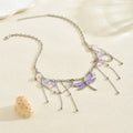 fashiontrendy purple dragonfly pendant necklace multi-layer tassel niche stylesense of designeleganteasiest for match clavicle chain