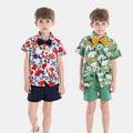 Boys' summer outfit set: new  trendy two-piece floral shirt and shorts set for baby boys