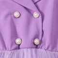 Girls' dress for toddlers and young children, collared button-down mesh long-sleeve dress