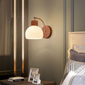Walnut wall lamp - nordic style pull chain switch, natural wood finish, rotatable, modern minimalist solid wood bedside lamp for bedroom and living room