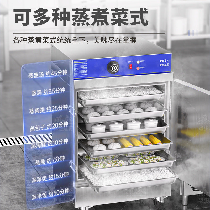 Commercial electric steamer for rice, dumplings, and vegetables - ideal for restaurants, cafeterias, and small kitchens - fully automatic, electric or gas powered