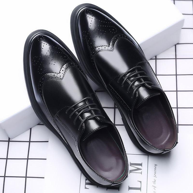New men's brogue leather shoes - business casual, british style, formal dress shoes, korean style, breathable