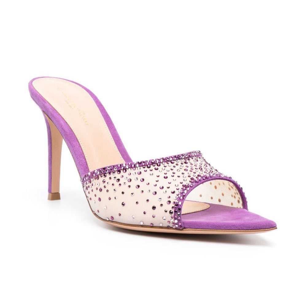 export rhinestone stiletto heel slippers - pointed toe, open toe, slip-on high heel sandals - fashionable european and american style, versatile