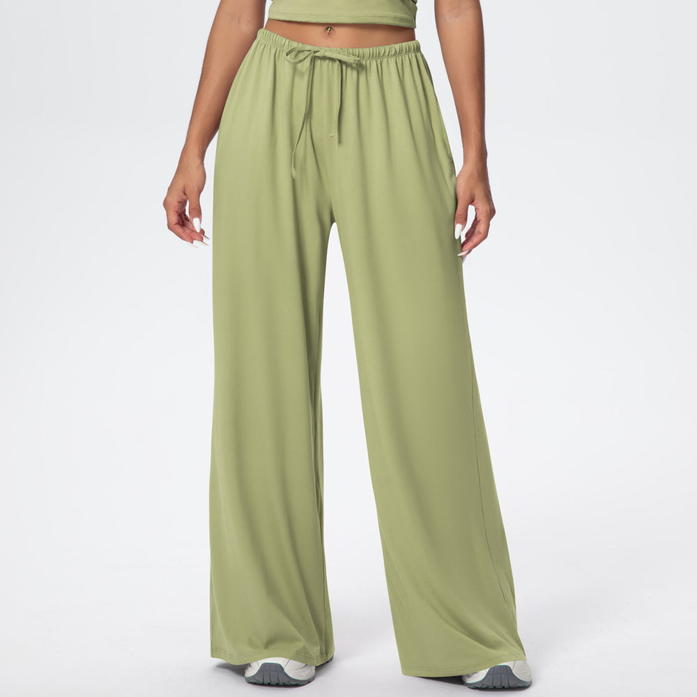 New arrival brushed yoga pants loosecasual drape wide leg flap pocket pants elastic drawstring running fitness sports pants