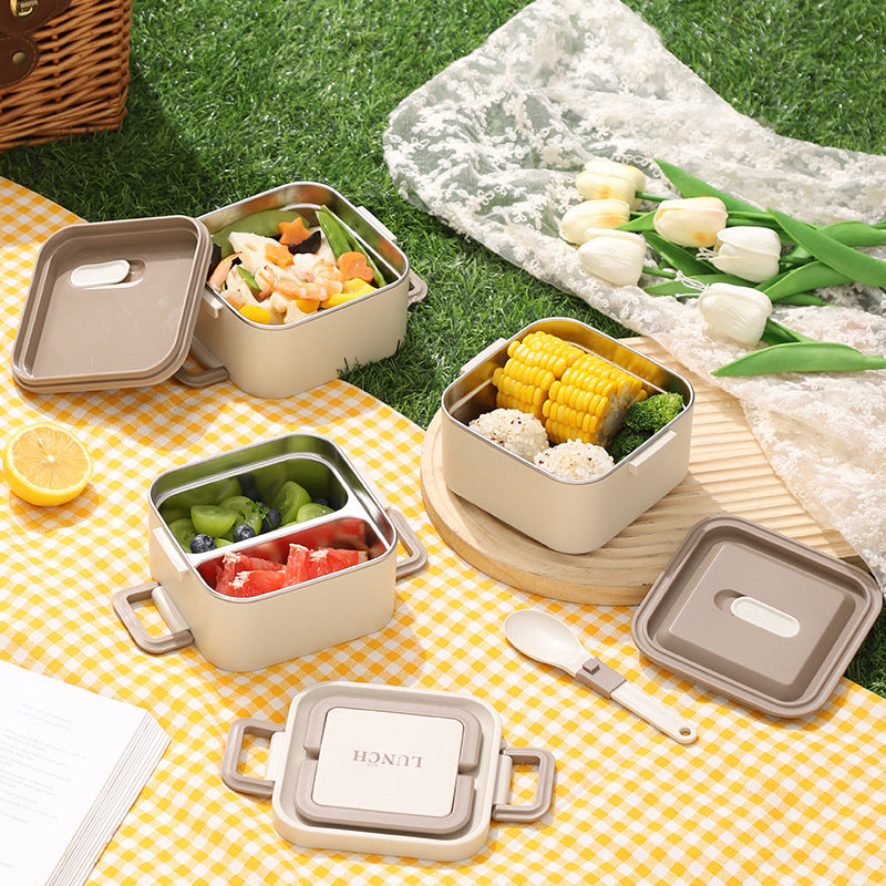 304 stainless steel insulated lunch box - perfect for office workers and students. microwaveable, multi-layer bento box with rice container