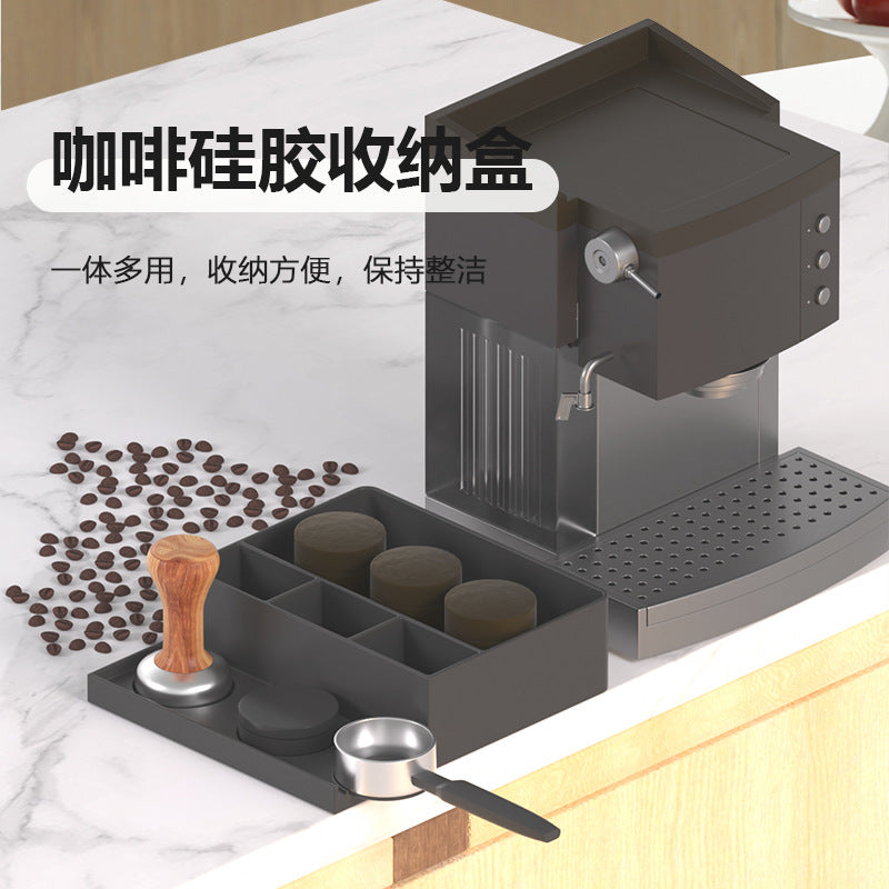 Cross-border household coffee grounds bucket powder residue storage bucket silicone powder pressing seat coffee bar storage box powder pressing set