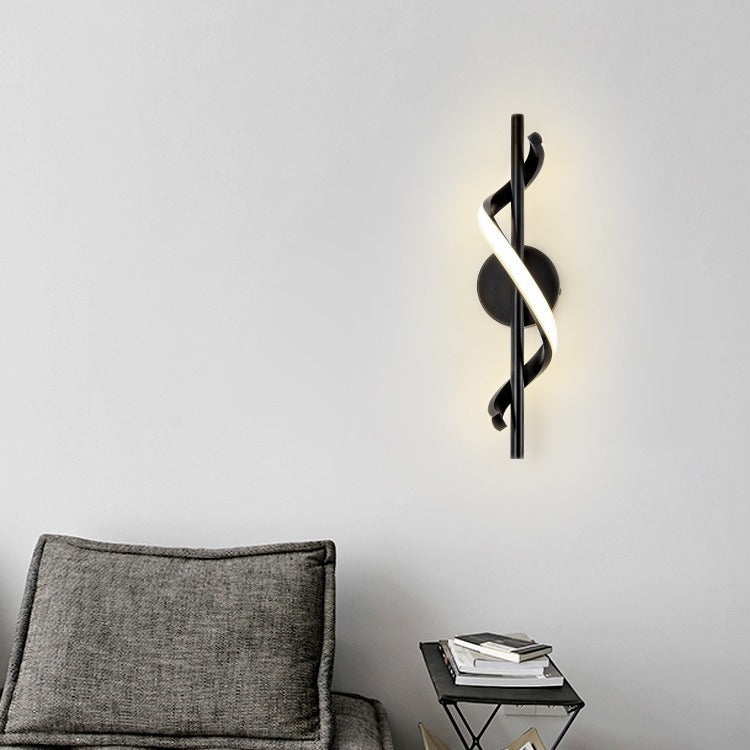 Minimalist black wall lamp - creative curved soft light wash, italian-inspired light luxury for bedroom bedside, living room background wall