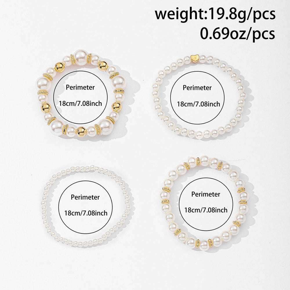 Wholesale heart-shaped pearl bracelets: hot-selling european and american cross-border jewelry, trendy, stylish, minimalist, irregular bead stackable bracelets