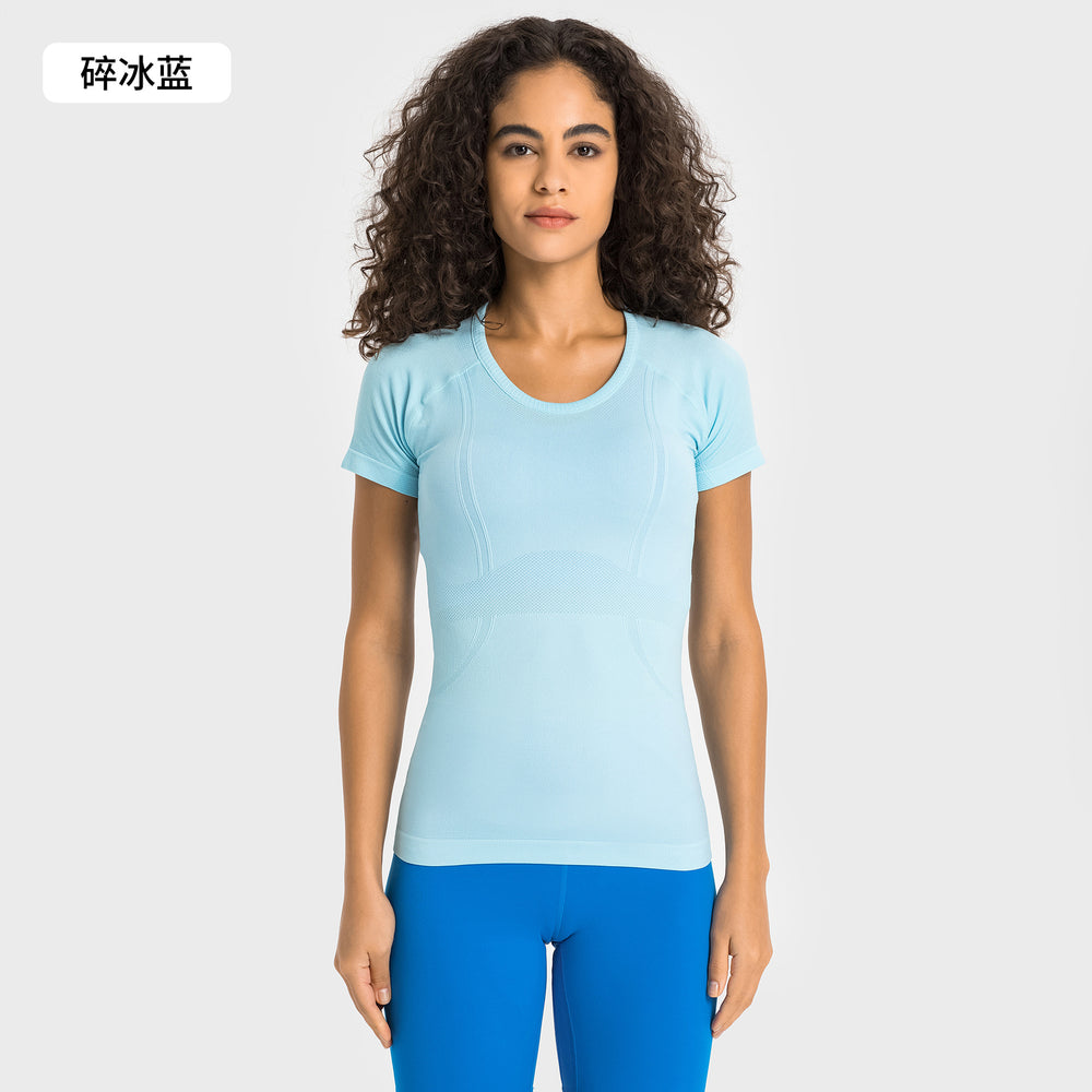 Spring/summer new women's short-sleeve crew neck sports t-shirt - running, fitness, slim-fit, breathable yoga top - s2067