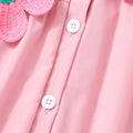 Girls' (toddler) dress, collared solid color dress with 3d floral appliqué