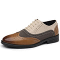 Plus size formal men's shoes brogue carved trendy men's business casual leather shoes breathable new british style color block