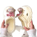 Thick sole heightenedcute cartoon shirley rose crocs women's 2026 summerfashioneasiest for match stepping on shit toe slippers