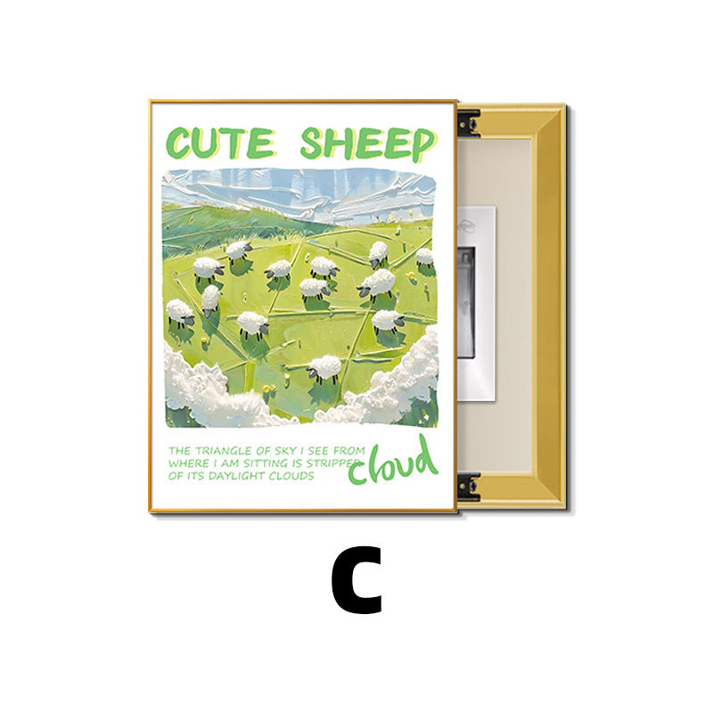 French Cream Wind Meter Box Decorative Painting Pink Vertical Moon Abstract Flower Advanced Inductor Box Block Painting