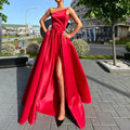spring/summer new arrivals: cross-border  fashion - european & american style women's one-shoulder bandeau sexy slit maxi dress