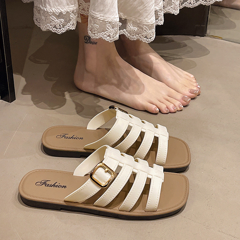 Crystal slides women's summer new fashion versatile one-strap slippers home anti-slip cross-border export popular trendy ins style