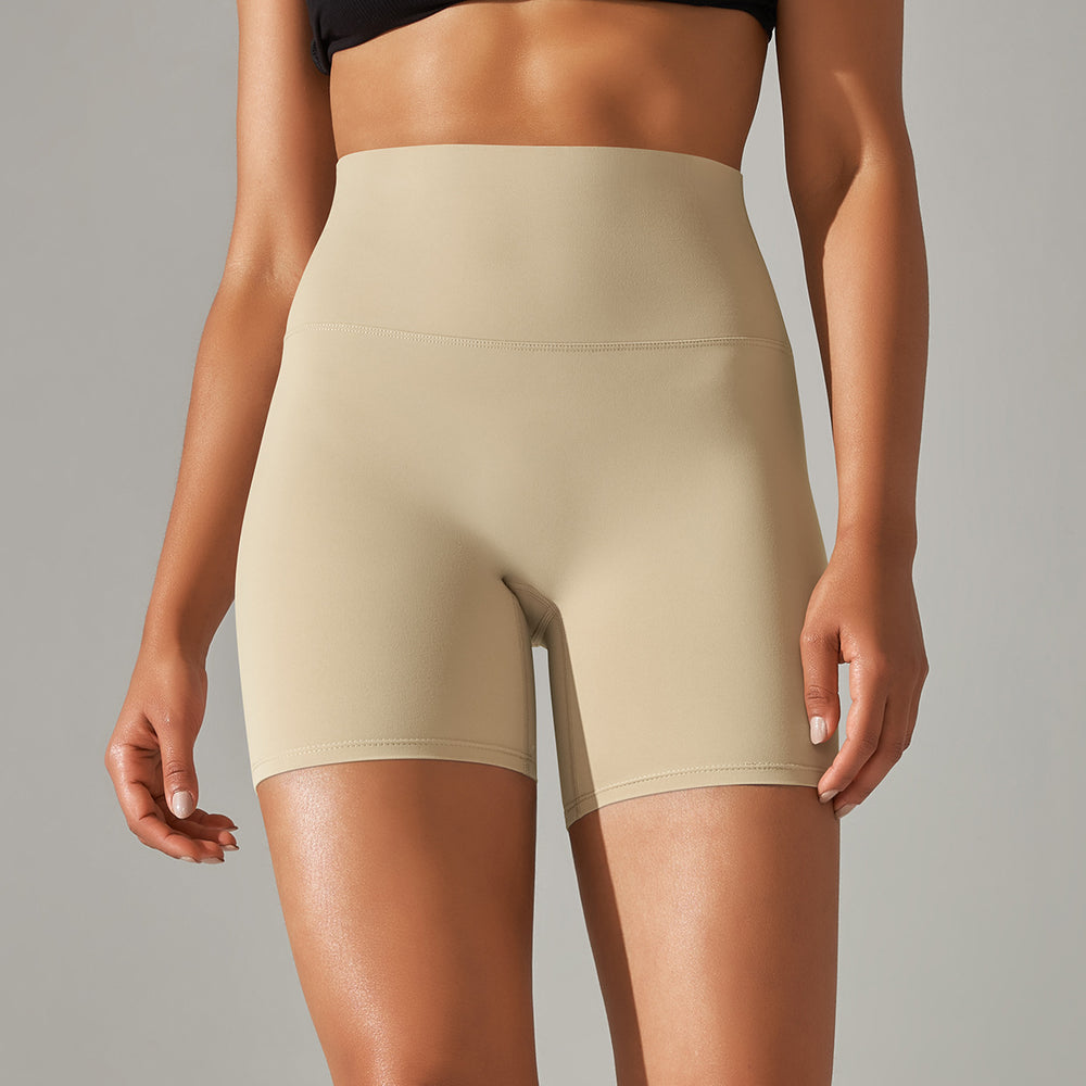 New arrival no awkward line nude high waist yoga pants women's double-sided brushed peach butt tight sports three-quarter pants