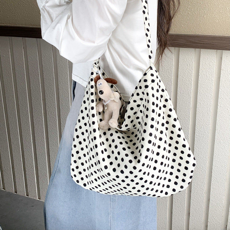 Cross-border new broken flower canvas bag messenger bag shopping bag fashion trend large capacity casual versatile women's shoulder bag