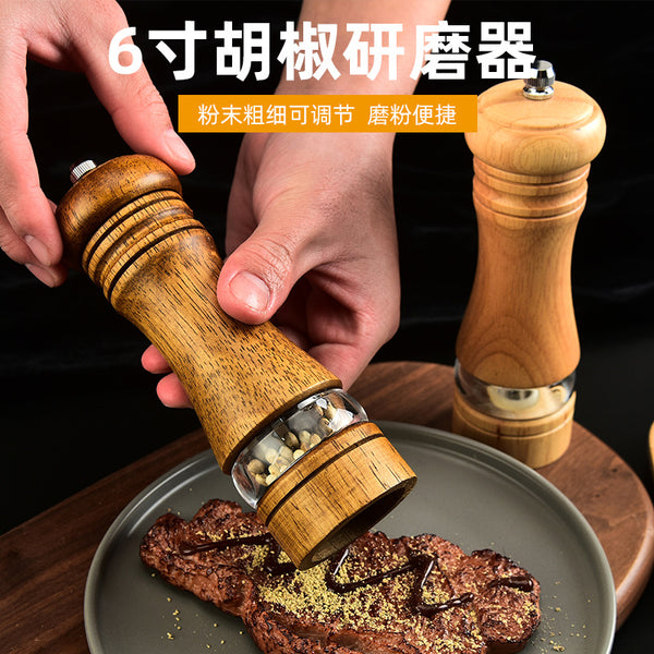 Pepper grinder, ceramic core wood grinder, acrylic grinding pepper bottle oak manual cross-border hot sale