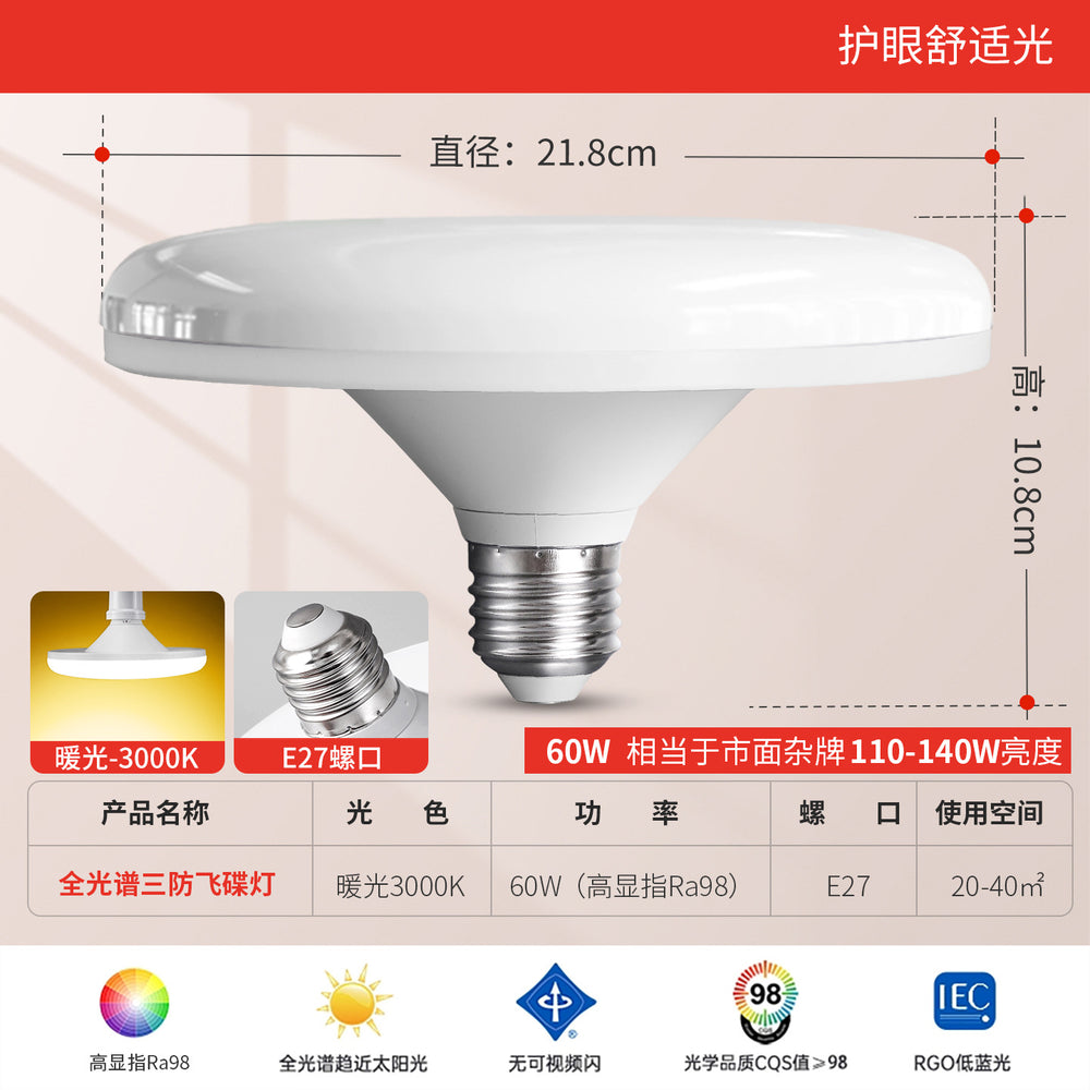 Full spectrum led bulb - super bright, energy-saving, high-power, eye-care e27 screw base, high-intensity lighting, ufo bulb for home use