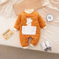 Newborn baby autumn/winter quilted romper, long-sleeved outfit for baby boys and girls, winter pullover crawling suit, onesie