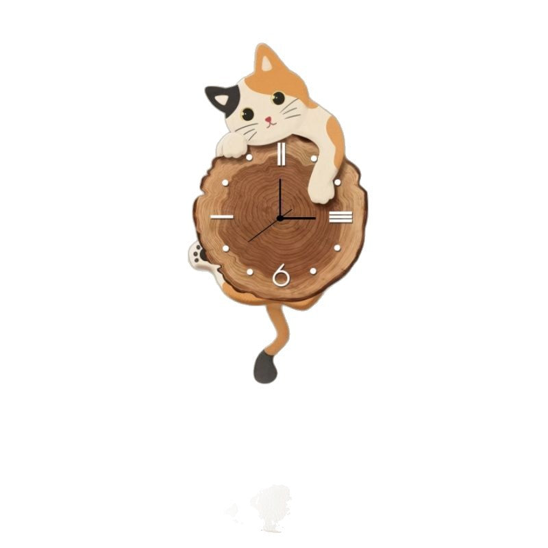 Cartoon cat wall clock - living room home decor, popular silent design,  new model, creative swinging wall clock for dining room