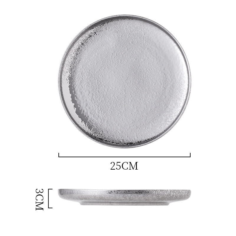 Insaccessible luxury ceramic western dinner plate retro ceramic restaurant for home shallow plate japanese ceramic good-looking dish plate