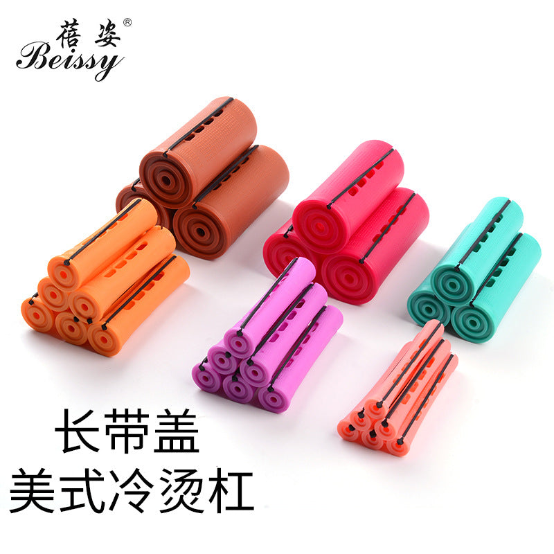 Cross-border hair root fluffy long covered curling iron plastic American perm bar rubber rubber band bangs curling bar artifact
