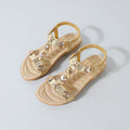 New summer flat heel retro ethnic open-toe sandals women's plus size beach shoes studded sandals
