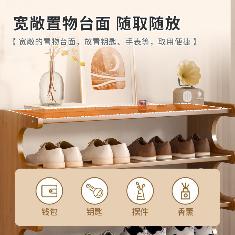 Simple shoe rack household wooden door multi-storey dormitory home storage shelf rental room Nanzhu shoe cabinet