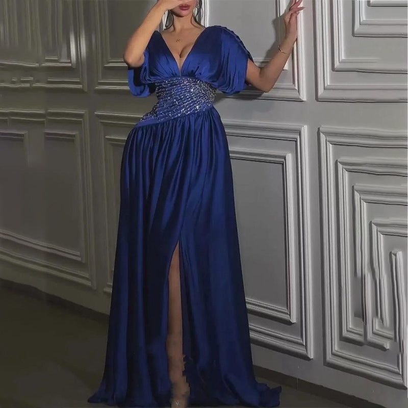 2025 new european and american style evening gown amazon prom dress birthday party tutu high slit sexy dress