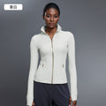 Stand collar zipper yoga wear outwear women's cardigan running sports jacket waist slimming look fitness wear daw182-2