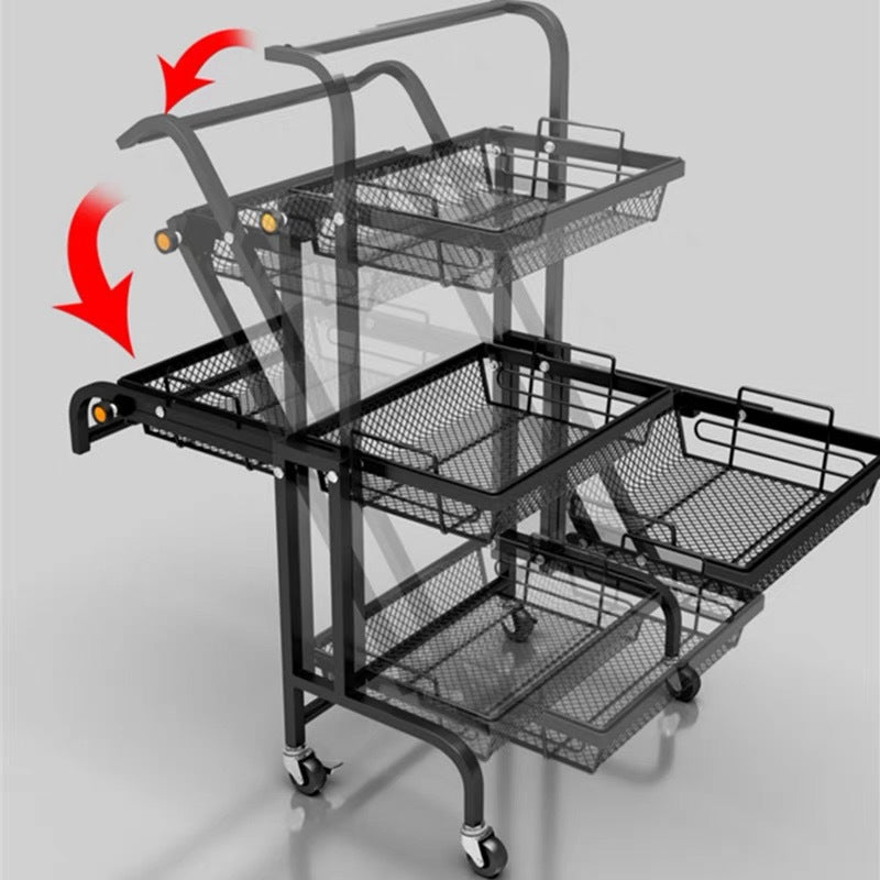 Parallel storage rack balcony movable trolley foldable floor-standing multi-layer snack succulent flower rack living room storage rack