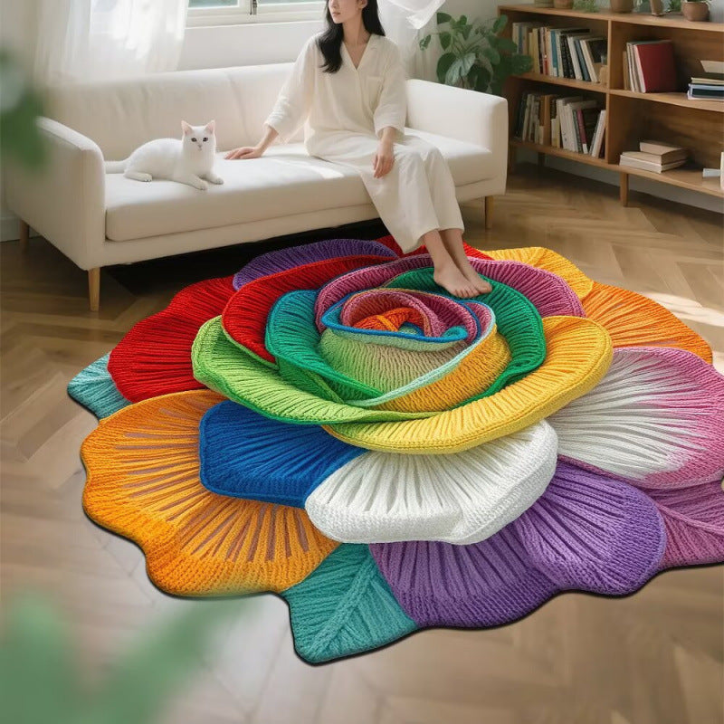 3d floral crystal velvet rug - absorbent mat for living room, bedroom, bedside, sofa, and coffee table