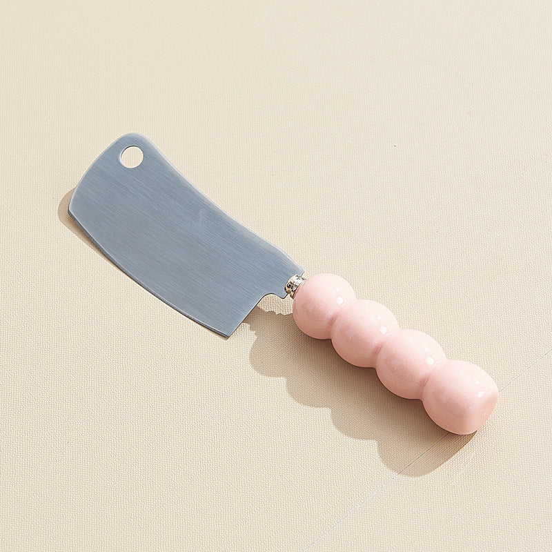 Creamy style thickened ceramic handle utility knife - multi-purpose, high-value fruit knife, stainless steel design dessert knife