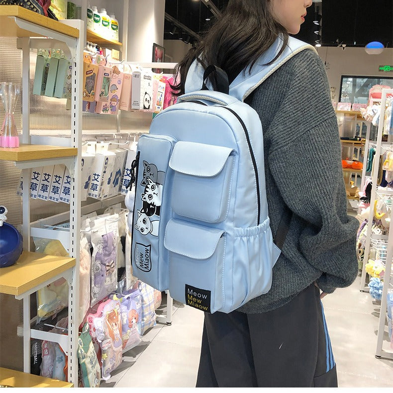 New Korean multi-functional dual-purpose thickened fabric schoolbag Internet celebrity lazy wind dirt-resistant di y large-capacity backpack